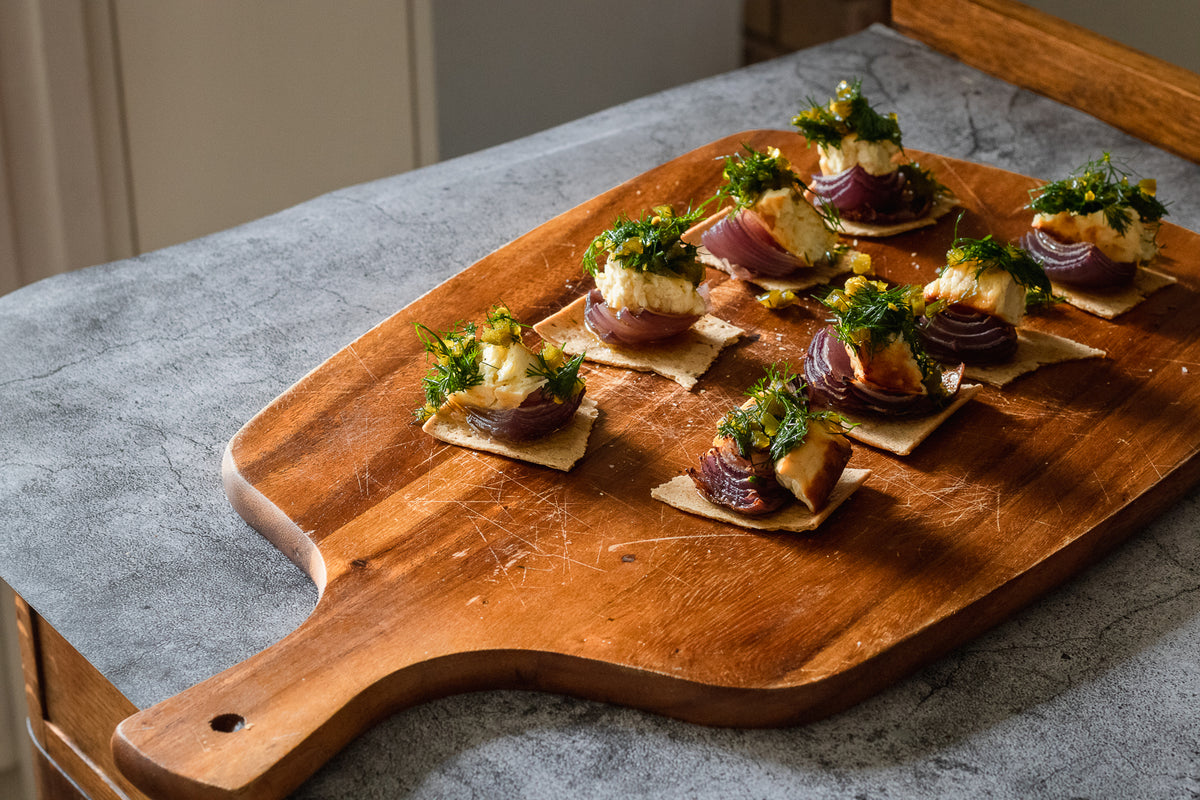 Roast Onion & Haloumi Canapes – Silver Tongue Foods