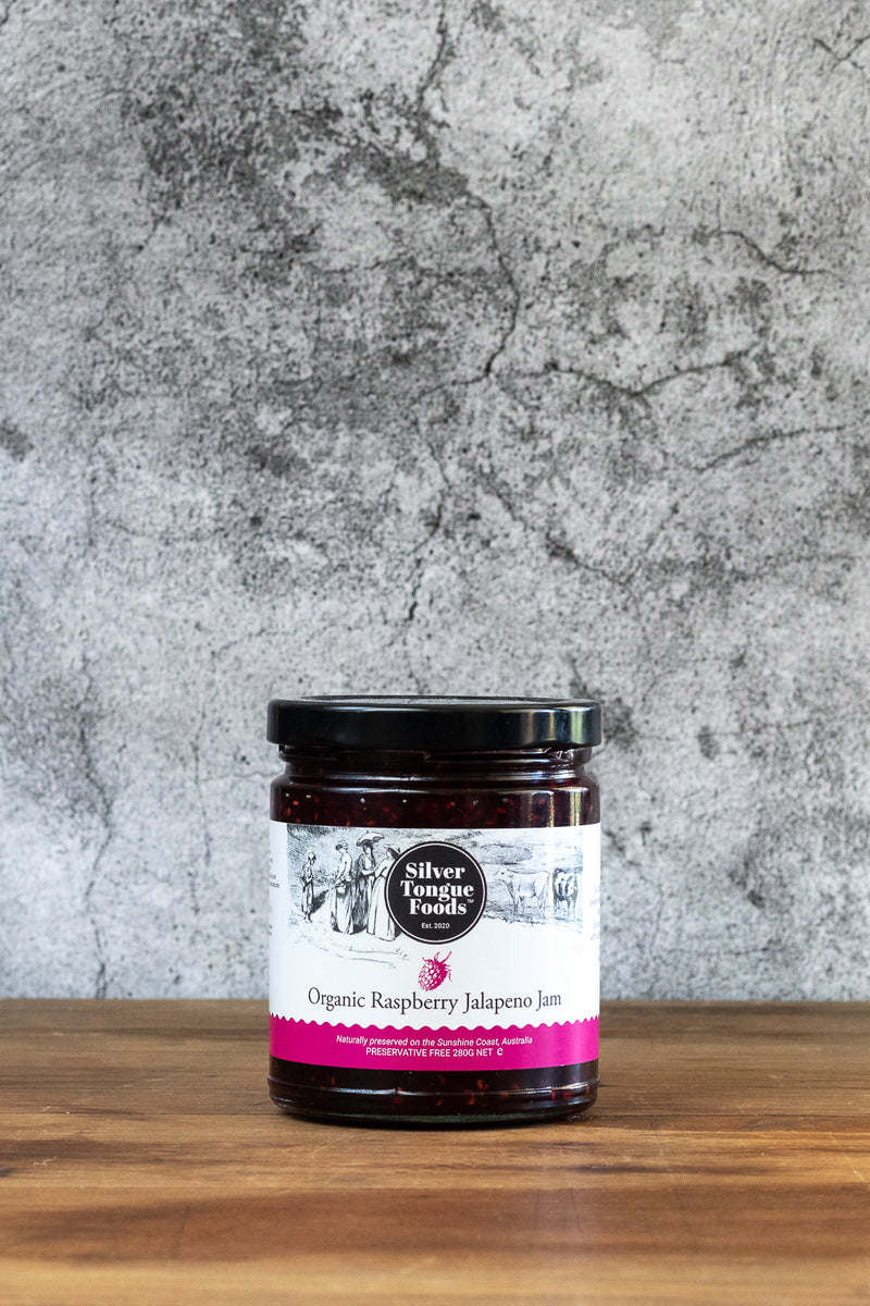 Jalepno Raspberry Jam Label Organic Raspberry Jalapeno Jam – Silver Tongue Foods